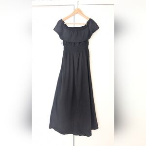 Old Navy Black Ruffle Off-Shoulder Maxi Dress